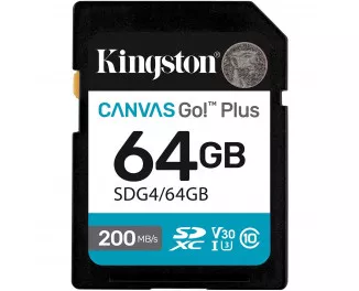 Карта памяти SD 64Gb Kingston Canvas Go! Plus class 10 A2 V30 UHS-1 U3 (SDG4/64GB)