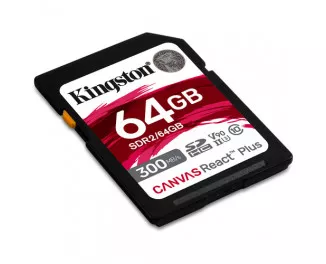 Карта памяти SD 64Gb Kingston Canvas React Plus class 10 UHS-II U3 (SDR2/64GB)