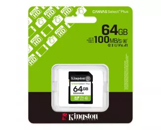 Карта памяти SD 64Gb Kingston Canvas Select Plus UHS-I Class 10 (SDS3/64GB)