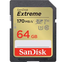 Карта памяти SD 64Gb SanDisk Extreme class 10 UHS-I U3 V30 (SDSDXV2-064G-GNCIN)