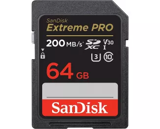 Карта памяти SD 64Gb SanDisk Extreme PRO class 10 UHS-I U3 V30 (SDSDXXU-064G-GN4IN)