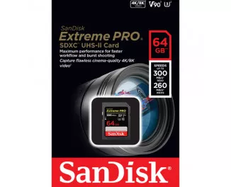 Карта памяти SD 64Gb SanDisk Extreme Pro UHS-II (SDSDXDK-064G-GN4IN)