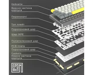Клавіатура бездротова Epomaker EK68 65 Flamingo Switch Hot-Swap RGB Wireless/Bluetooth/USB UA Black (EK68-B-F)