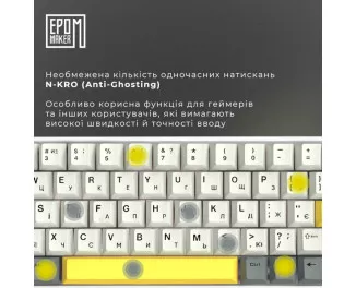 Клавіатура бездротова Epomaker EP64 60 Mulan Switch Hot-Swap RGB Wireless/Bluetooth/USB UA White (EP64-W-M)