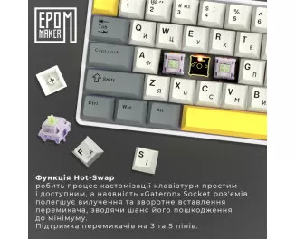 Клавиатура беспроводная Epomaker EP84 Plus 75 Wisteria Linear Switch Hot-Swap RGB Wireless/Bluetooth/USB UA White (EP84-W-WL)