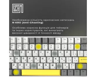 Клавиатура беспроводная Epomaker EP84 Plus 75 Wisteria Linear Switch Hot-Swap RGB Wireless/Bluetooth/USB UA White (EP84-W-WL)