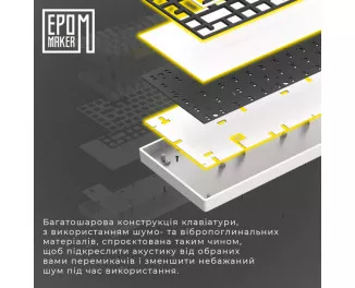Клавиатура беспроводная Epomaker EP84 Plus 75 Wisteria Linear Switch Hot-Swap RGB Wireless/Bluetooth/USB UA White (EP84-W-WL)