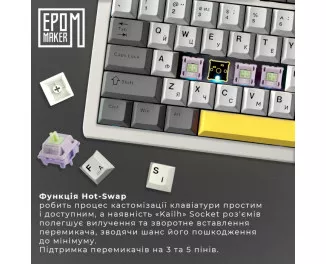 Клавиатура беспроводная Epomaker Shadow-S TKL Mulan Switch Hot-Swap LCD Screen RGB Wireless/Bluetooth/USB UA White (SHS-W-M)