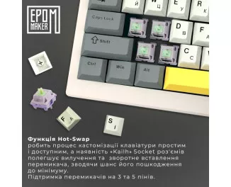 Клавиатура беспроводная Epomaker Shadow-X 70 Wisteria Linear Switch Hot-Swap LCD Screen RGB Wireless/Bluetooth/USB UA White (SHX-W-WL)