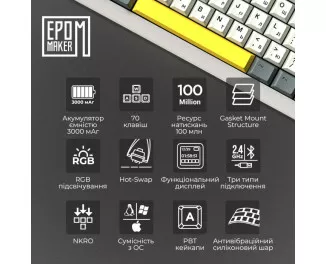 Клавиатура беспроводная Epomaker Shadow-X White (SHX-W-M)