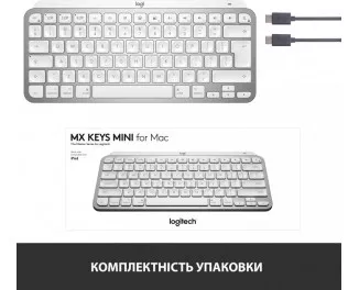 Клавиатура беспроводная Logitech MX Keys Mini For Mac Wireless Illuminated Pale Grey (920-010526)