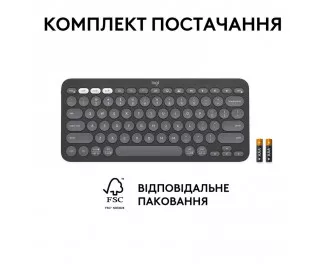 Клавіатура бездротова Logitech Pebble Keys 2 K380s Tonal Graphite (920-011851)