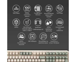 Клавиатура Ducky One 3 Cherry MX Red UA USB Cream (DKON2108-RUAPXМAEGGC1)
