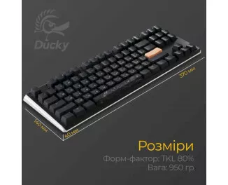 Клавіатура Ducky One 3 TKL Cherry MX Blue RGB UA USB Black (DKON2187ST-CUAPXCLAWSC1)