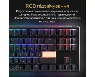 Клавіатура Ducky One 3 TKL Cherry MX Blue RGB UA USB Black (DKON2187ST-CUAPXCLAWSC1)
