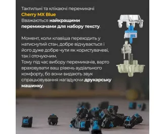 Клавіатура Ducky One 3 TKL Cherry MX Blue RGB UA USB Black (DKON2187ST-CUAPXCLAWSC1)