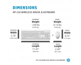 Клавіатура та миша бездротова HP 230 Wireless UA White (3L1F0AA)