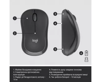 Клавиатура и мышь беспроводная Logitech MK295 Silent Combo Black USB (920-009800)