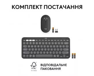 Клавиатура и мышь беспроводная Logitech Pebble 2 Combo Graphite Wireless (920-012239)
