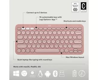 Клавиатура и мышь беспроводная Logitech Pebble 2 Combo Rose Wireless (920-012241)