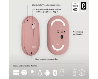Клавиатура и мышь беспроводная Logitech Pebble 2 Combo Rose Wireless (920-012241)