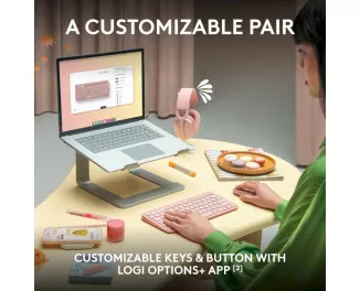 Клавиатура и мышь беспроводная Logitech Pebble 2 Combo Rose Wireless (920-012241)