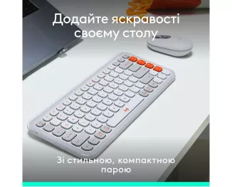 Клавиатура и мышь беспроводная Logitech Pop Icon Combo Off White (920-013141)