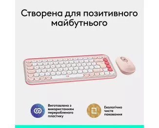 Клавіатура та миша бездротова Logitech Pop Icon Combo Rose (920-013142)