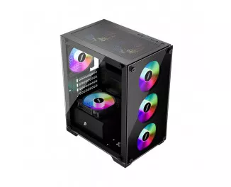 Корпус 1stPlayer X2-M-BK-4F1 Black без БП