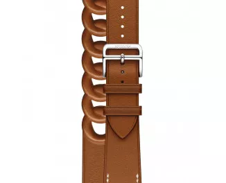 Кожаный ремешок для Apple Watch 38/40/41mm Hermes Fauve Barénia Gourmette Double Tour (MKFV3)