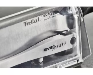 Кухонный нож поварской Tefal Eversharp, 16.5см, с чехол-точило нержавеющая сталь, пластик, черный