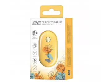 Миша бездротова 2E MF300 Flora Silent WL BT Poppy Yellow (2E-MF300WFLORAYW)