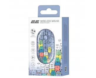 Миша бездротова 2E MF300 Pets Silent WL BT Cats Blue (2E-MF300WPETSBL)