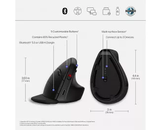 Миша бездротова HP 920 Ergonomic Vertical Wireless/Bluetooth Black (6H1A4AA)
