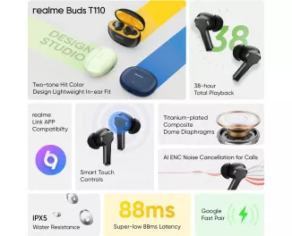 Навушники бездротові realme Buds T110 Green