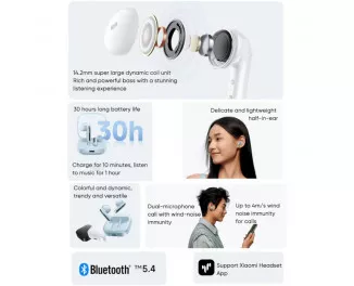 Навушники бездротові Xiaomi Redmi Buds 6 Active Transparent Blue BHR8394GL