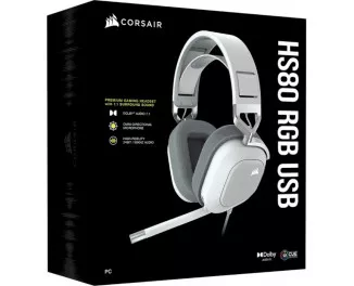 Наушники Corsair HS80 RGB USB Headset White (CA-9011238-EU)