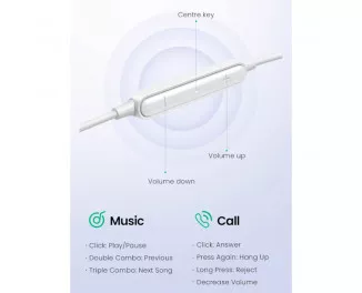 Наушники UGREEN EP101 Wired Earphones with 3.5mm Plug White (UGR-60692)