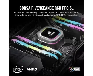 Оперативная память DDR4 16 Gb (3200 MHz) (Kit 8 Gb x 2) Corsair Vengeance RGB PRO SL Black (CMH16GX4M2E3200C16)