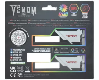 Оперативная память DDR5 32 Gb (6000 MHz) (Kit 16 Gb x 2) Patriot Viper Venom RGB (PVVR532G600C36K)