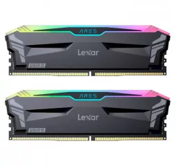 Оперативная память DDR5 32 Gb (6400 MHz) (Kit 16 Gb x 2) Lexar Ares RGB Black (LD5EU016G-R6400GDLA)