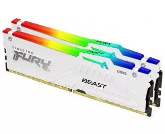 Оперативная память DDR5 64 Gb (5200 MHz) (Kit 32 Gb x 2) Kingston Fury Beast RGB White (KF552C40BWAK2-64)