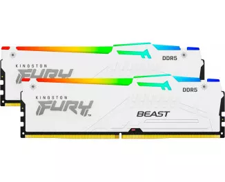 Оперативная память DDR5 64 Gb (5600 MHz) (Kit 32 Gb x 2) Kingston Fury Beast RGB EXPO White (KF556C36BWEAK2-64)