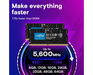 Память для ноутбука SO-DIMM DDR5 64 Gb (5600 MHz) (Kit 32 Gb x 2) Crucial (CT2K32G56C46S5)