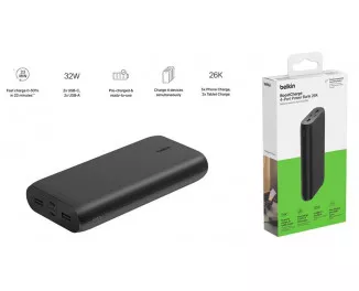Портативний акумулятор Belkin 26000mAh 32W Black (BPB016BTBK)
