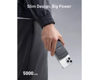 Портативний акумулятор з бездротовою зарядкою Anker 622 Magnetic Battery 5000mAh [MagGo with Stand] - Interstellar Gray (A1611011)