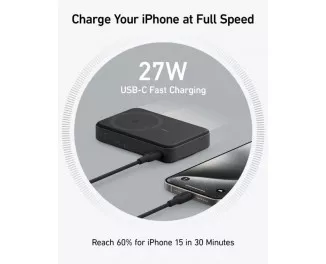 Портативний акумулятор з бездротовою зарядкою Anker MagGo Power Bank 10000mAh Black (A1654011)