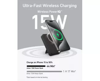 Портативний акумулятор з бездротовою зарядкою Anker MagGo Power Bank 10000mAh Black (A1654011)