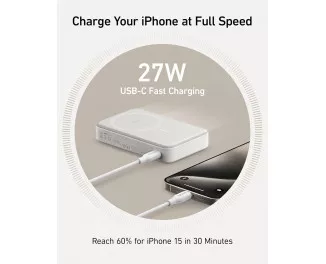 Портативний акумулятор з бездротовою зарядкою Anker MagGo Power Bank 10000mAh White (A1654021)