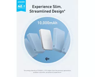Портативний акумулятор з бездротовою зарядкою Anker Ultra-Slim 10000mAh Qi2 15W White (A1664H21)